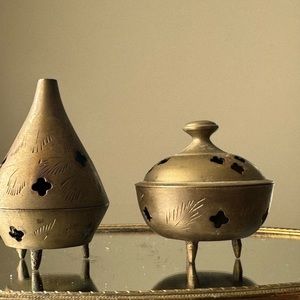 Vintage brass incense burners, set of two | brass home decor